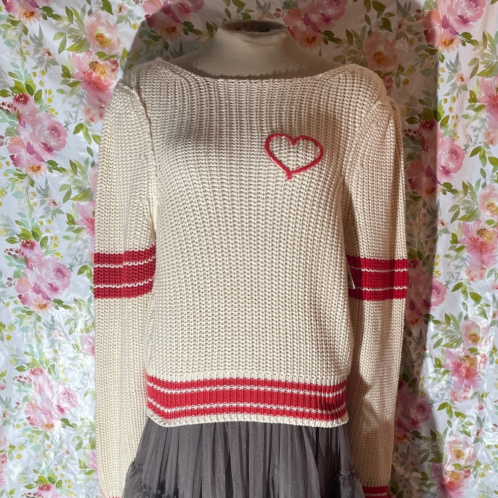Free People Out of the Park Heart Pullover Sweater-A710 - Picture 2 of 3